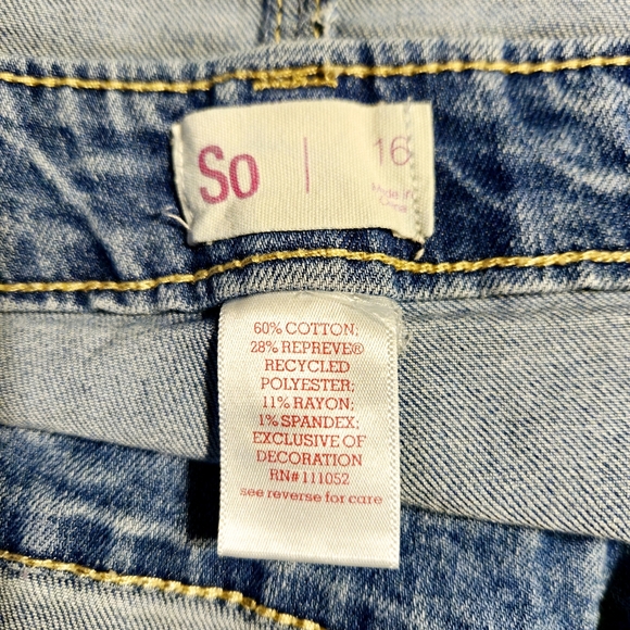 SO medium washed distressed overalls Size 16 kids NWOT - Picture 6 of 6